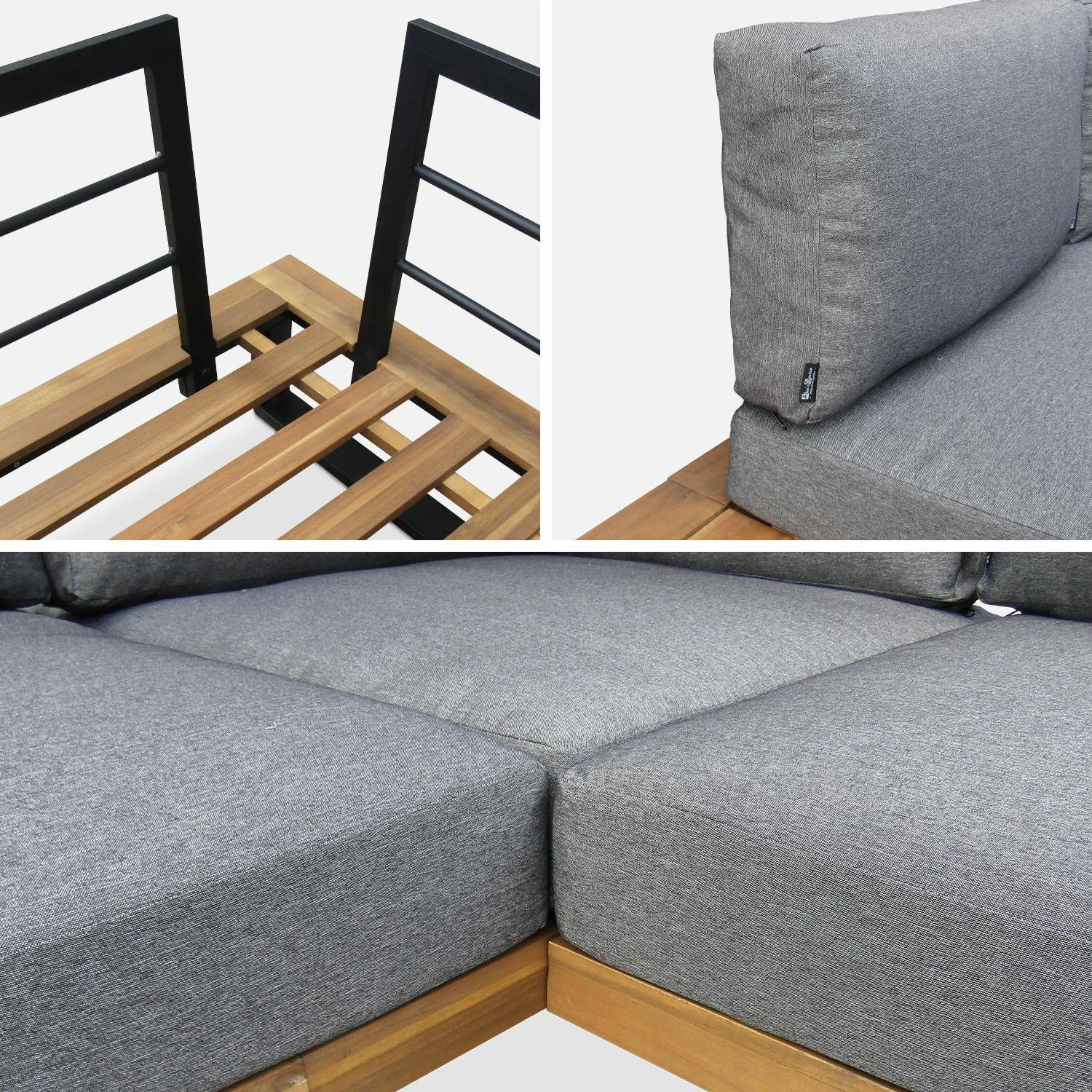 Salon De Jardin Bois Et Aluminium 5 Places Couleur : Gris 4 Salon De Jardin Bois Et Aluminium 5 Places Couleur : Gris – Image 4