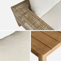 Salon De Jardin Cannage Et Bois 4 Places, Beige Couleur : Teck -Mobilier de maison accan3101bg 069d20186acbec1b5843140b61939463