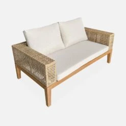 Salon De Jardin Cannage Et Bois 4 Places, Beige Couleur : Teck -Mobilier de maison accan3101bg 229a93e7833a43fcd83b97eee311a57e