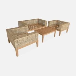 Salon De Jardin Cannage Et Bois 4 Places, Beige Couleur : Teck -Mobilier de maison accan3101bg 4b2094310a6336d74e33f1b09bf599cb