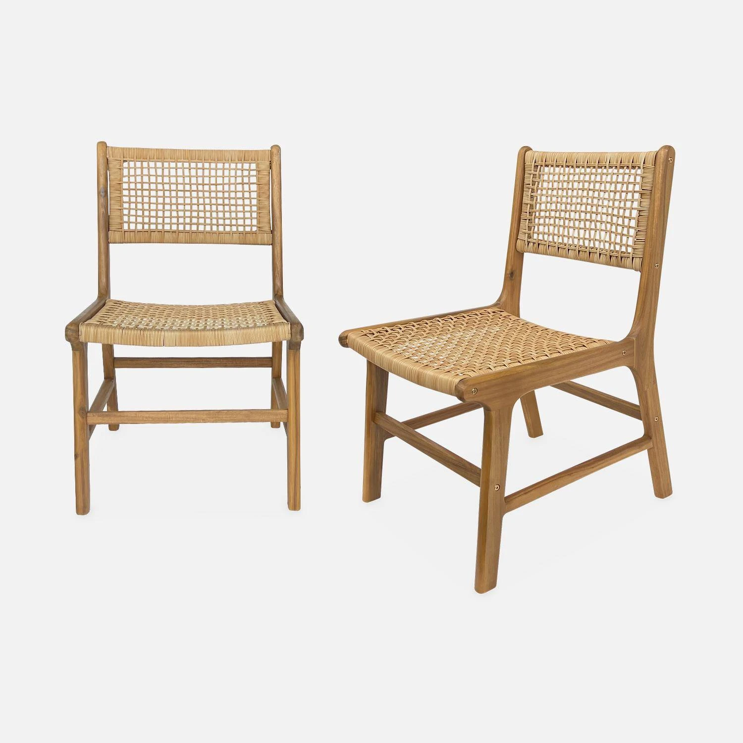 Chaise De Jardin En Cannage Et Bois (lot De 2) 3 Chaise De Jardin En Cannage Et Bois (lot De 2) – Image 3