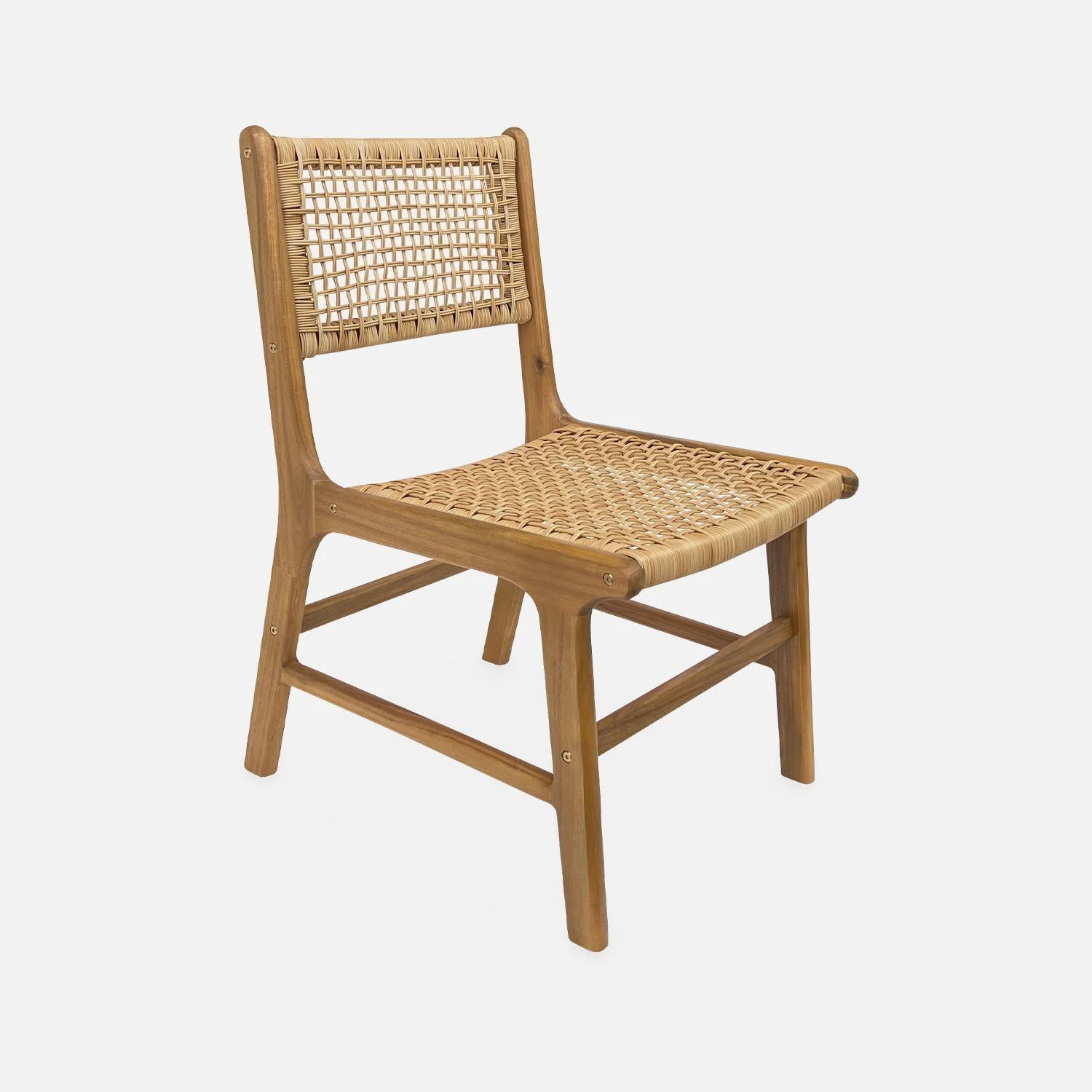 Chaise De Jardin En Cannage Et Bois (lot De 2) 4 Chaise De Jardin En Cannage Et Bois (lot De 2) – Image 4