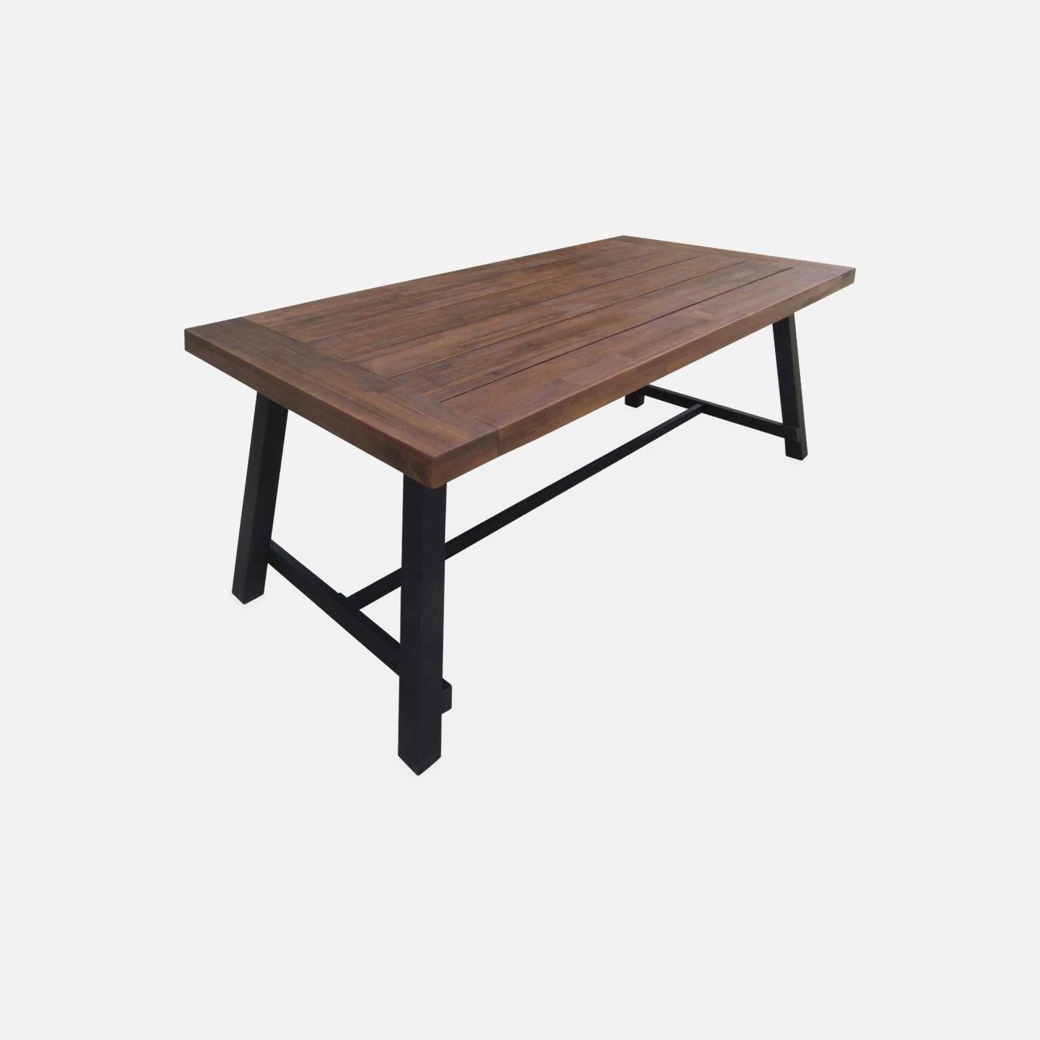 Table à Manger Bois Et Métal, 190cm + 2 Fauteuils Et 4 Chaises En Rotin Naturel 2 Table à Manger Bois Et Métal, 190cm + 2 Fauteuils Et 4 Chaises En Rotin Naturel – Image 2