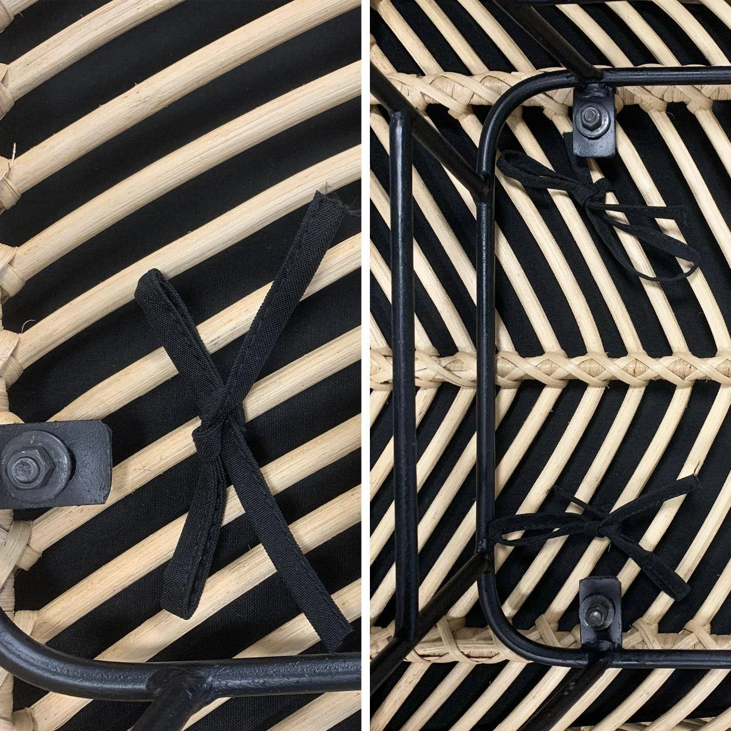 Table à Manger Bois Et Métal, 190cm + 2 Fauteuils Et 4 Chaises En Rotin Naturel 6 Table à Manger Bois Et Métal, 190cm + 2 Fauteuils Et 4 Chaises En Rotin Naturel – Image 6