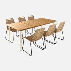 Table De Jardin Bois Et Métal + 6 Chaises En Corde Empilables Couleur : Ivoire / Beige 9 Table De Jardin Bois Et Métal + 6 Chaises En Corde Empilables Couleur : Ivoire / Beige -Mobilier de maison ackd200ivo6rpbg 632009e788cf1abb65af6e8a056aeaa1