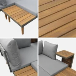 Salon De Jardin Modulable Aluminium Et Acacia, 4 Places Couleur : Anthracite -Mobilier de maison acmoduatgy 4d7b6c97c0e39a41702efee296c0270b