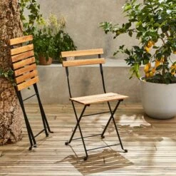 Table De Bistrot Bois Et Métal 2 Chaises Pliables -Mobilier de maison acmtbs55s2bk 04f2a59fdd29671beeec600b31025d4d