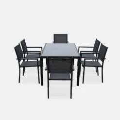 Table De Jardin Aluminium Et Textilène, 6 Chaises Empilables Couleur : Anthracite / Gris 10 Table De Jardin Aluminium Et Textilène, 6 Chaises Empilables Couleur : Anthracite / Gris -Mobilier de maison af150r6at f6e2f1c5f9e33d770cfad25e0ebef64c