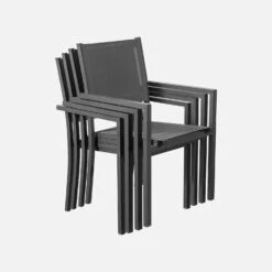 Table De Jardin Aluminium Et Textilène, 8 Chaises Empilables Couleur : Anthracite / Gris 12 Table De Jardin Aluminium Et Textilène, 8 Chaises Empilables Couleur : Anthracite / Gris -Mobilier de maison af180r8at 572a846f2b5217690638e3a50b9a2424