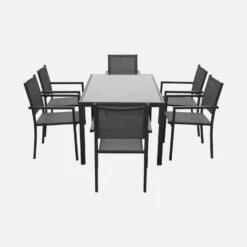 Table De Jardin Aluminium Et Textilène, 8 Chaises Empilables Couleur : Anthracite / Gris 10 Table De Jardin Aluminium Et Textilène, 8 Chaises Empilables Couleur : Anthracite / Gris -Mobilier de maison af180r8at aed530d2850f60f3fe68cc2e30c1d6ce