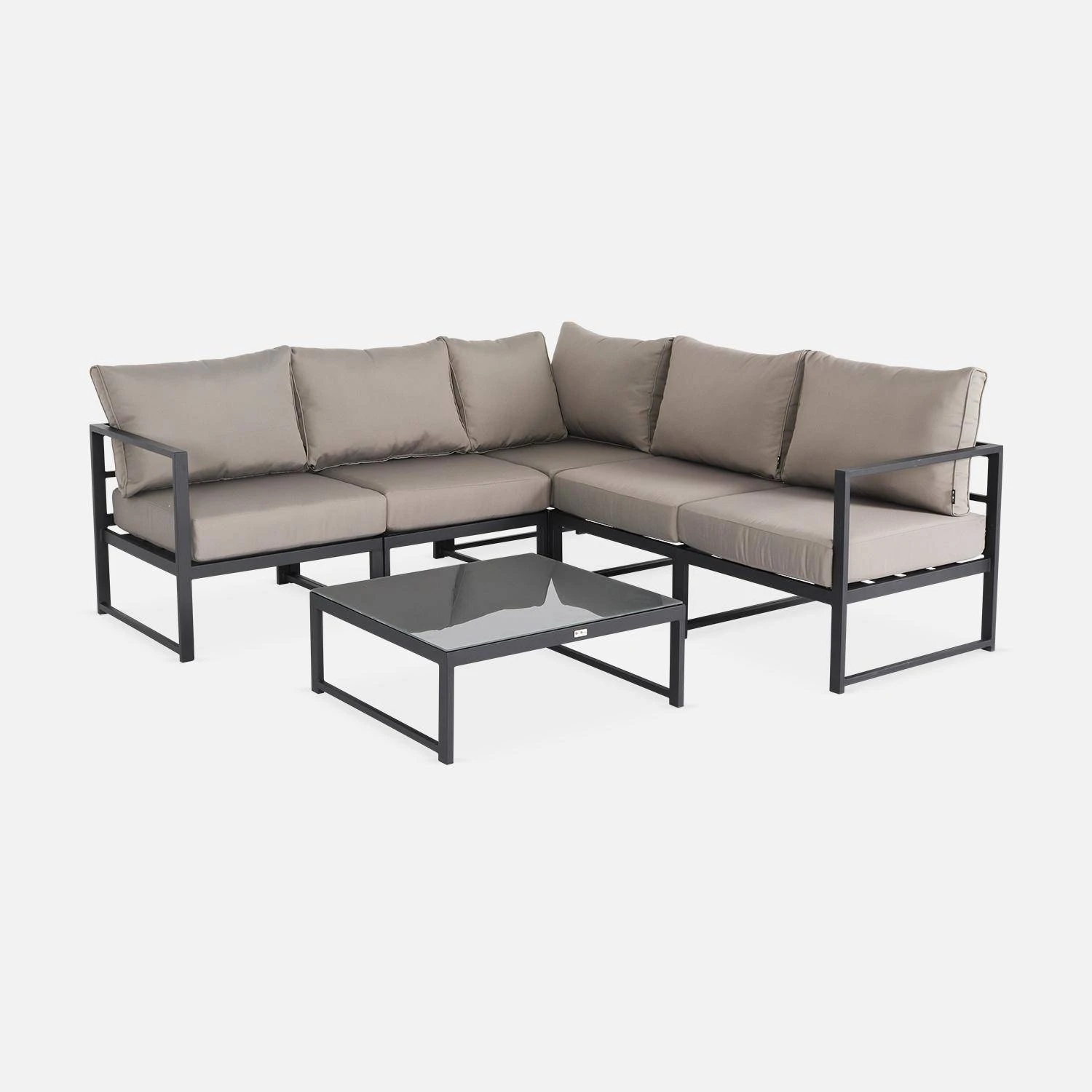 Salon De Jardin D'angle Aluminium 5 Places Couleur : Anthracite / Taupe 2 Salon De Jardin D'angle Aluminium 5 Places Couleur : Anthracite / Taupe â Image 2