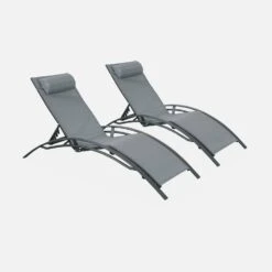 Bain De Soleil Aluminium Textilène, Multi Positions (lot De 2) Couleur : Anthracite / Gris -Mobilier de maison afloungeatx2 41c740d685a7cc9d90b5075cc7ceaa35