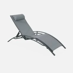 Bain De Soleil Aluminium Textilène, Multi Positions (lot De 2) Couleur : Anthracite / Gris -Mobilier de maison afloungeatx2 454e0d6d2e36329ba7b88d1c899a8af7
