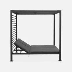 Lit De Jardin Aluminium, 2 Matelas Inclinables, Toit Avec Panneaux Amovibles Couleur : Anthracite / Anthracite -Mobilier de maison afsunbedat 7c2b459f051374669bfe6ed563f7c027