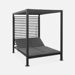 Lit De Jardin Aluminium, 2 Matelas Inclinables, Toit Avec Panneaux Amovibles Couleur : Anthracite / Anthracite -Mobilier de maison afsunbedat 8908909e4478a6681a34cccdb4fa1e34