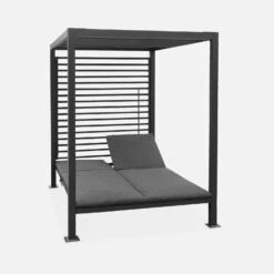 Lit De Jardin Aluminium, 2 Matelas Inclinables, Toit Avec Panneaux Amovibles Couleur : Anthracite / Anthracite -Mobilier de maison afsunbedat e83fd82217b547b1b37689c77a66e166