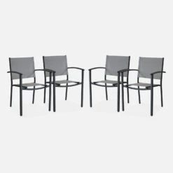 Fauteuil De Jardin Empilables Aluminium Et Textilène (lot De 4) Couleur : Gris Clair 8 Fauteuil De Jardin Empilables Aluminium Et Textilène (lot De 4) Couleur : Gris Clair -Mobilier de maison aftxchrx4atgy c7fb61c6106932df89db4b3f315bc857
