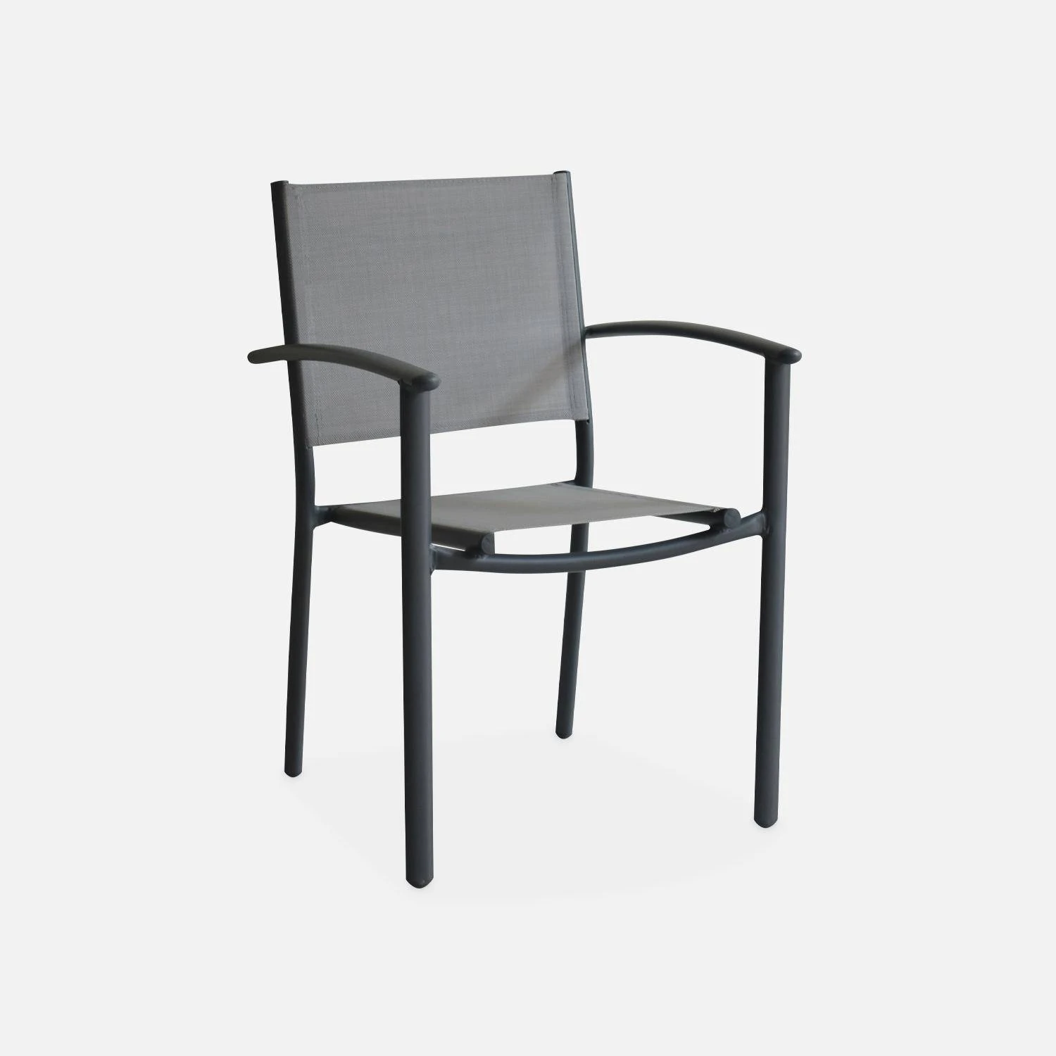 Fauteuil De Jardin Empilables Aluminium Et Textilène (lot De 4) Couleur : Gris Clair 4 Fauteuil De Jardin Empilables Aluminium Et Textilène (lot De 4) Couleur : Gris Clair – Image 4