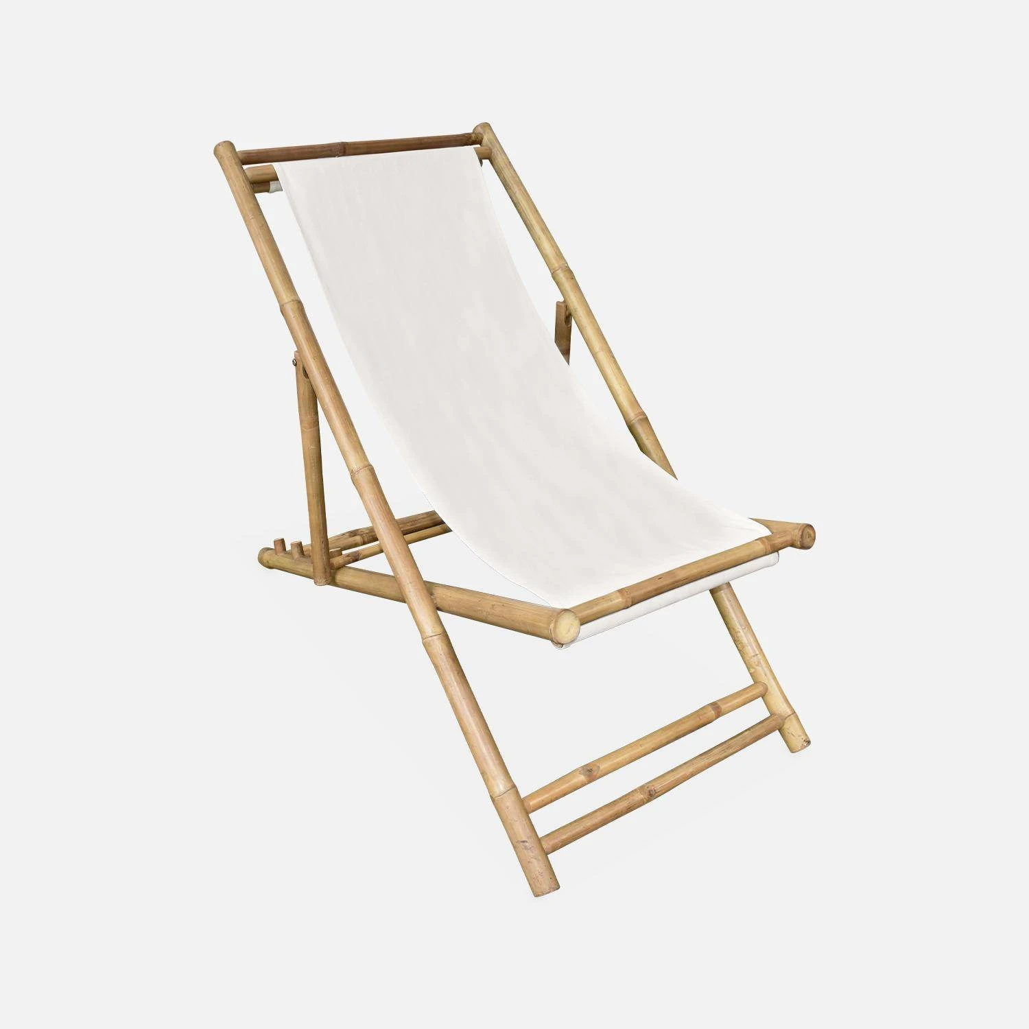 Chilienne Bambou , Toile Naturelle Pliable, Multi Positions 3 Chilienne Bambou , Toile Naturelle Pliable, Multi Positions â Image 3