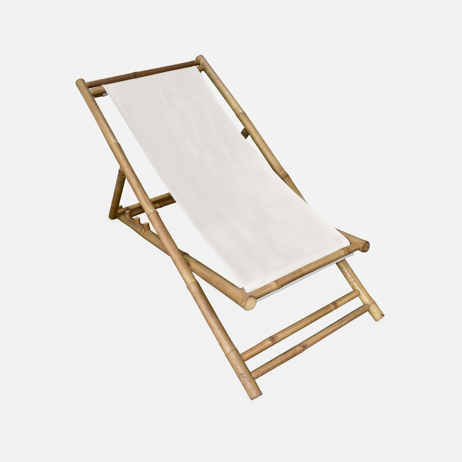 Chilienne Bambou , Toile Naturelle Pliable, Multi Positions 5 Chilienne Bambou , Toile Naturelle Pliable, Multi Positions â Image 5