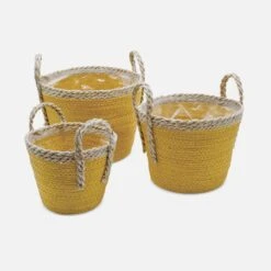 Lot De 3 Paniers Cache Pots Couleur : Jaune -Mobilier de maison bfpx3yel 60401bbf2184f74c79e0bcb4bd05451c