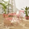 Table De Jardin Bistrot Pliable Métal, 2 Chaises Couleur : Terracotta