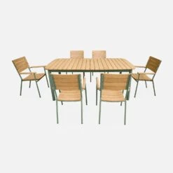 Table De Jardin Bois Et Aluminium 190cm, 6 Chaises Empilables -Mobilier de maison ec190r6aseggy 470880723b604906ab94cd2c2655803d