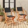 Chaise De Jardin Pliable Bois (lot De 2) Couleur : Noir