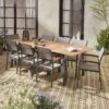 Table De Jardin Extensible Bois Et Aluminium, 8 Chaises Couleur : Anthracite / Gris Taupe