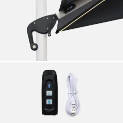 Parasol LED Déporté Carré 3x3m Couleur : Anthracite -Mobilier de maison hdu3x3leddkgy 89b99a62e2648b82cbf7fa240ca5aa81