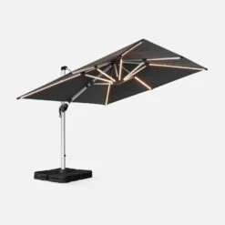 Parasol LED Déporté Carré 3x3m Couleur : Anthracite -Mobilier de maison hdu3x3leddkgy 9ee6bb56acff9ddf157b2be5f6321d23