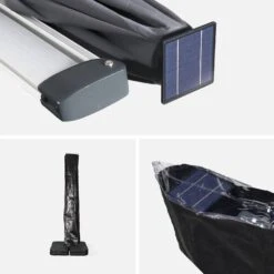 Parasol LED Déporté Carré 3x3m Couleur : Anthracite -Mobilier de maison hdu3x3leddkgy cfa9f00a7ca452890ecd2ff0ef19f89a