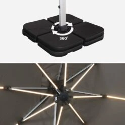 Parasol LED Déporté Rectangulaire 3x4m Couleur : Taupe -Mobilier de maison hdu3x4ledbn 2fe5ead7ddbcc43557a96c43d10e8064