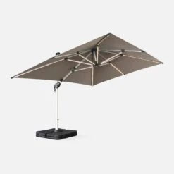 Parasol LED Déporté Rectangulaire 3x4m Couleur : Taupe -Mobilier de maison hdu3x4ledbn 7038571bfe3cd9059d52a4281a91b6b7