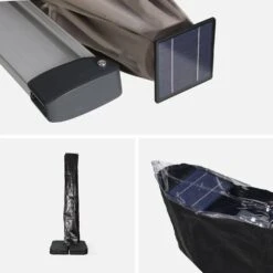 Parasol LED Déporté Rectangulaire 3x4m Couleur : Taupe -Mobilier de maison hdu3x4ledbn 832ccde4db3d22eb9c46187353f00820