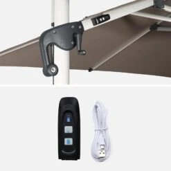 Parasol LED Déporté Rectangulaire 3x4m Couleur : Taupe -Mobilier de maison hdu3x4ledbn a6f0cedf16071e15da44f8664c0aafe3