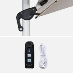 Parasol LED Déporté Carré 4x4m Couleur : Beige -Mobilier de maison hdu4x4ledbg 4727a9572fbcc86cb4159ec99db7cb61