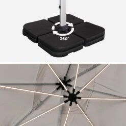 Parasol LED Déporté Carré 4x4m Couleur : Beige -Mobilier de maison hdu4x4ledbg e745f827abc8d3809cde232dc490ed9f