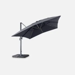 Parasol LED Déporté Rectangulaire 3x4m Couleur : Gris -Mobilier de maison hu3x4ledgy f03cd1d908214a862694ad1fac569c49