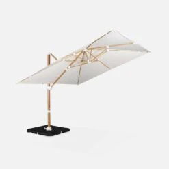 Parasol Déporté Carré 3x3m, Mât Effet Bois Couleur : Ecru -Mobilier de maison hukd3x3wdecru ef5ac34ffe8b639319f5ab79cac32ed8