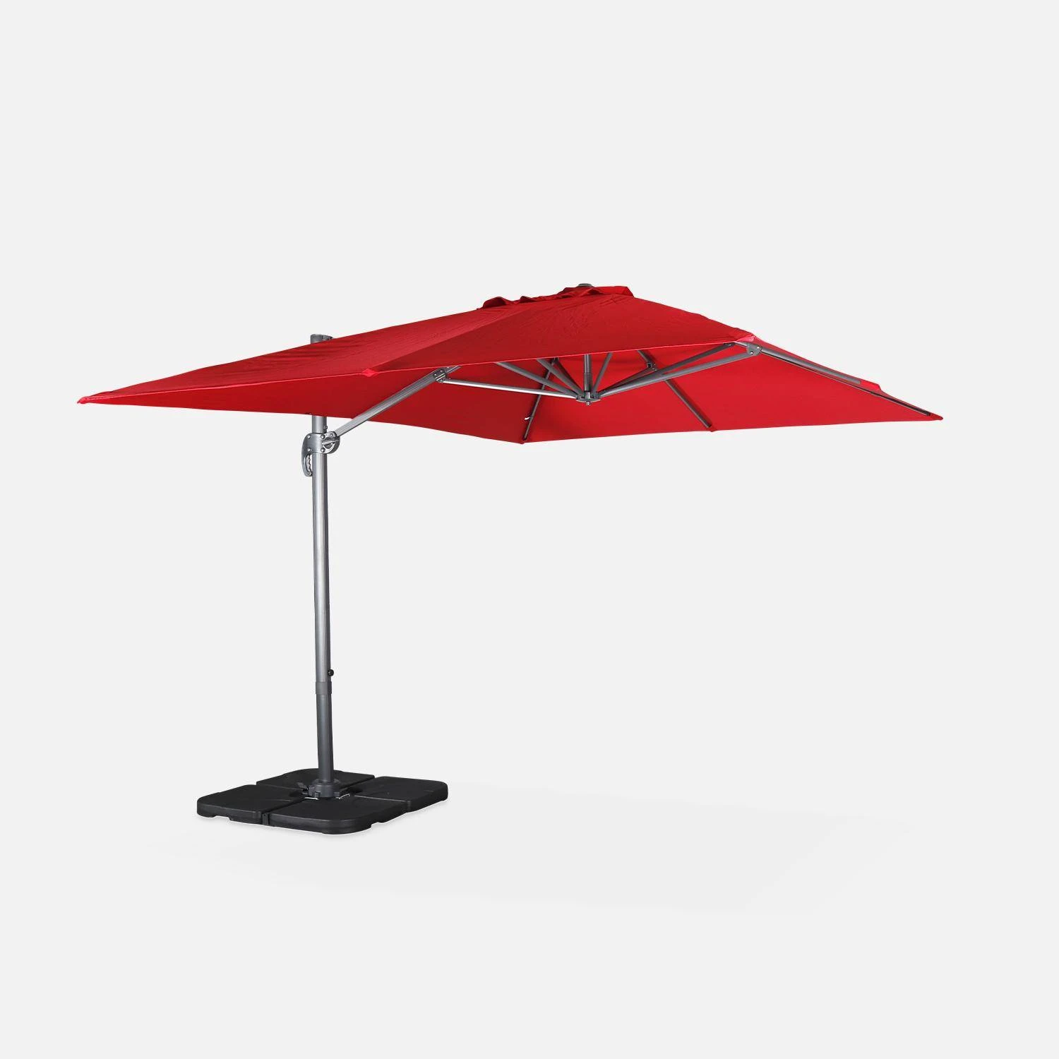 Parasol Déporté Rectangulaire 3x4m + Dalles à Lester 50x50cm Couleur : Rouge 3 Parasol Déporté Rectangulaire 3x4m + Dalles à Lester 50x50cm Couleur : Rouge – Image 3