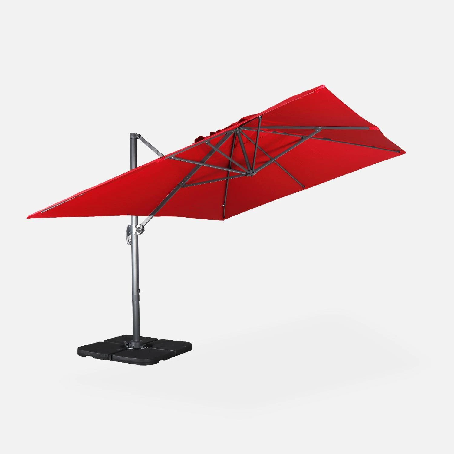 Parasol Déporté Rectangulaire 3x4m + Dalles à Lester 50x50cm Couleur : Rouge 5 Parasol Déporté Rectangulaire 3x4m + Dalles à Lester 50x50cm Couleur : Rouge – Image 5