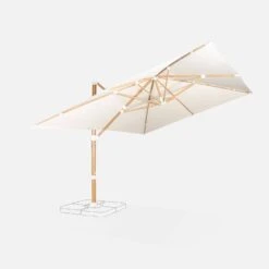 Parasol Déporté Rectangulaire 3x4m, Mât Effet Bois Couleur : Ecru -Mobilier de maison hukd3x4wdecru d8dfac95656ba01982ede54f873a538c