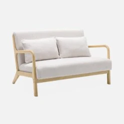 Banquette 2 Places + Fauteuil En Bois Et Tissu Bouclette -Mobilier de maison iacsca1n2boucl f8fc1ed082684c5c5bb5f2e0b52c93fb