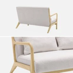Banquette Scandinave 2 Places En Bois Et Tissu Bouclette -Mobilier de maison iacsca2boucl 94d0f26ce58b0c68a44cad2dafcd7a16