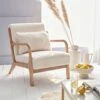 Fauteuil Scandinave En Bois Et Tissu Bouclette