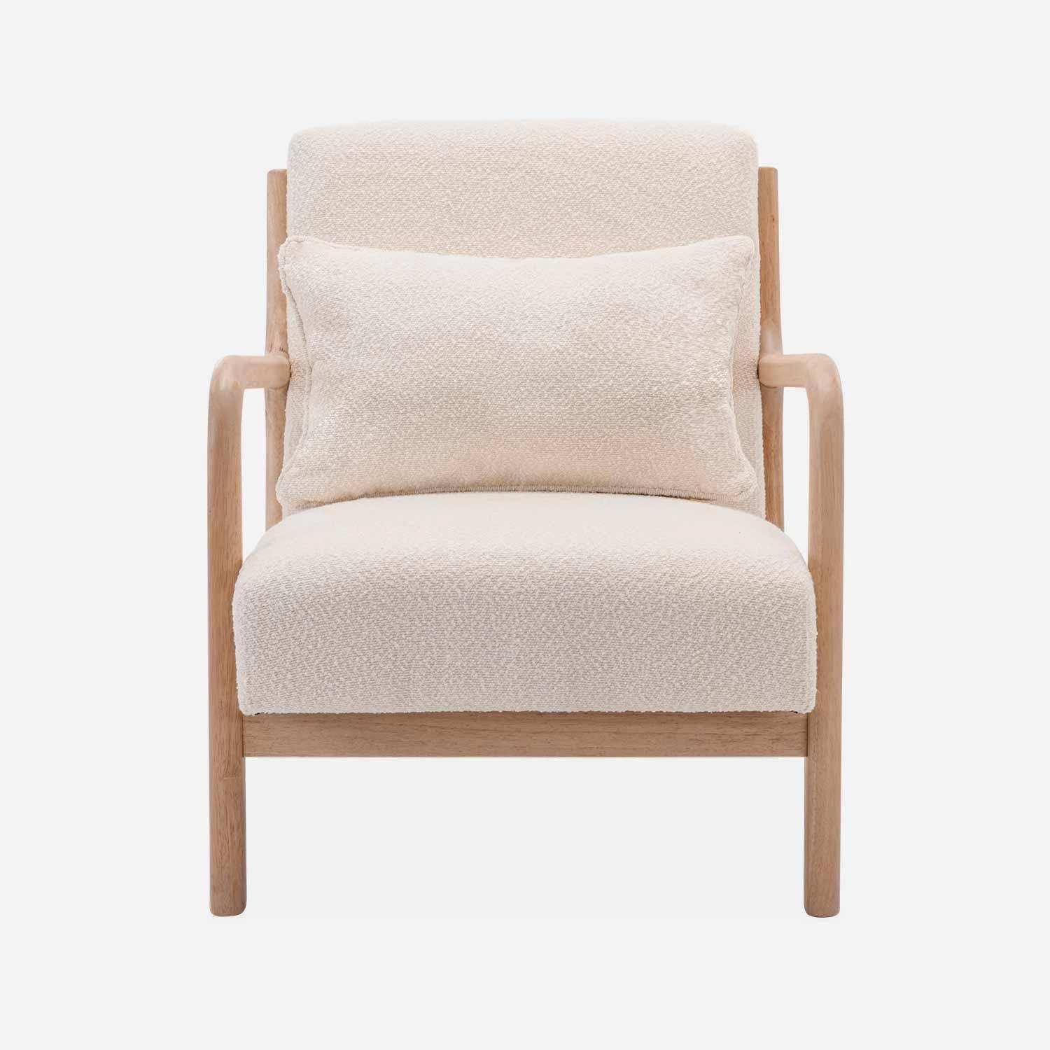 Fauteuil Scandinave En Bois Et Tissu Bouclette Texturée 2 Fauteuil Scandinave En Bois Et Tissu Bouclette Texturée – Image 2