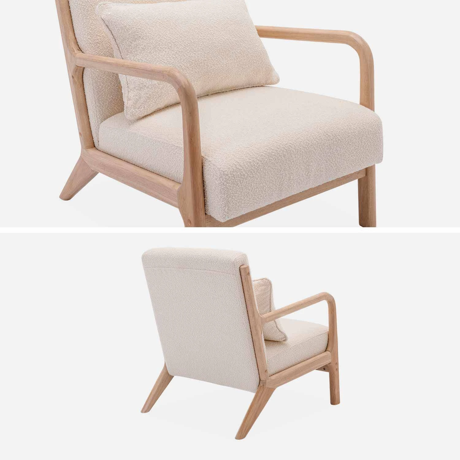 Fauteuil Scandinave En Bois Et Tissu Bouclette Texturée 3 Fauteuil Scandinave En Bois Et Tissu Bouclette Texturée – Image 3