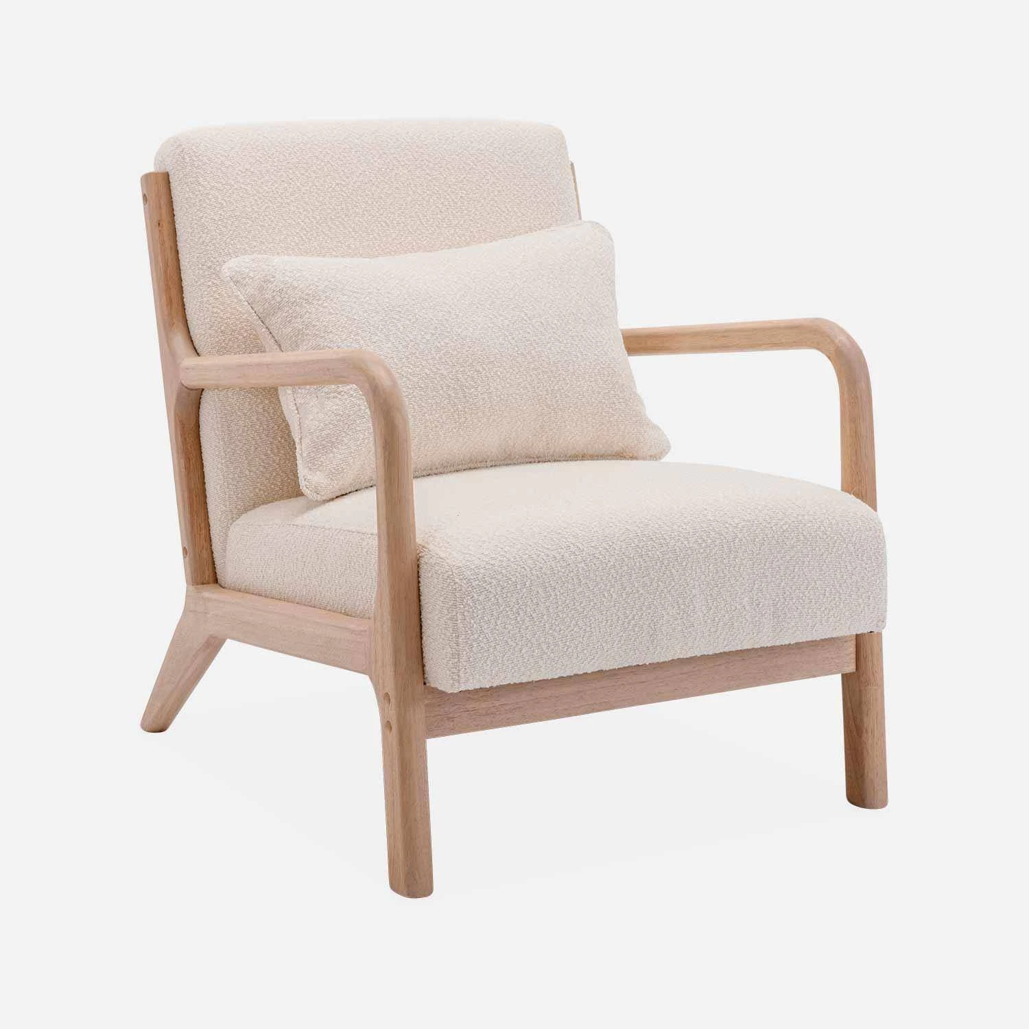 Fauteuil Scandinave En Bois Et Tissu Bouclette Texturée 1 Fauteuil Scandinave En Bois Et Tissu Bouclette Texturée