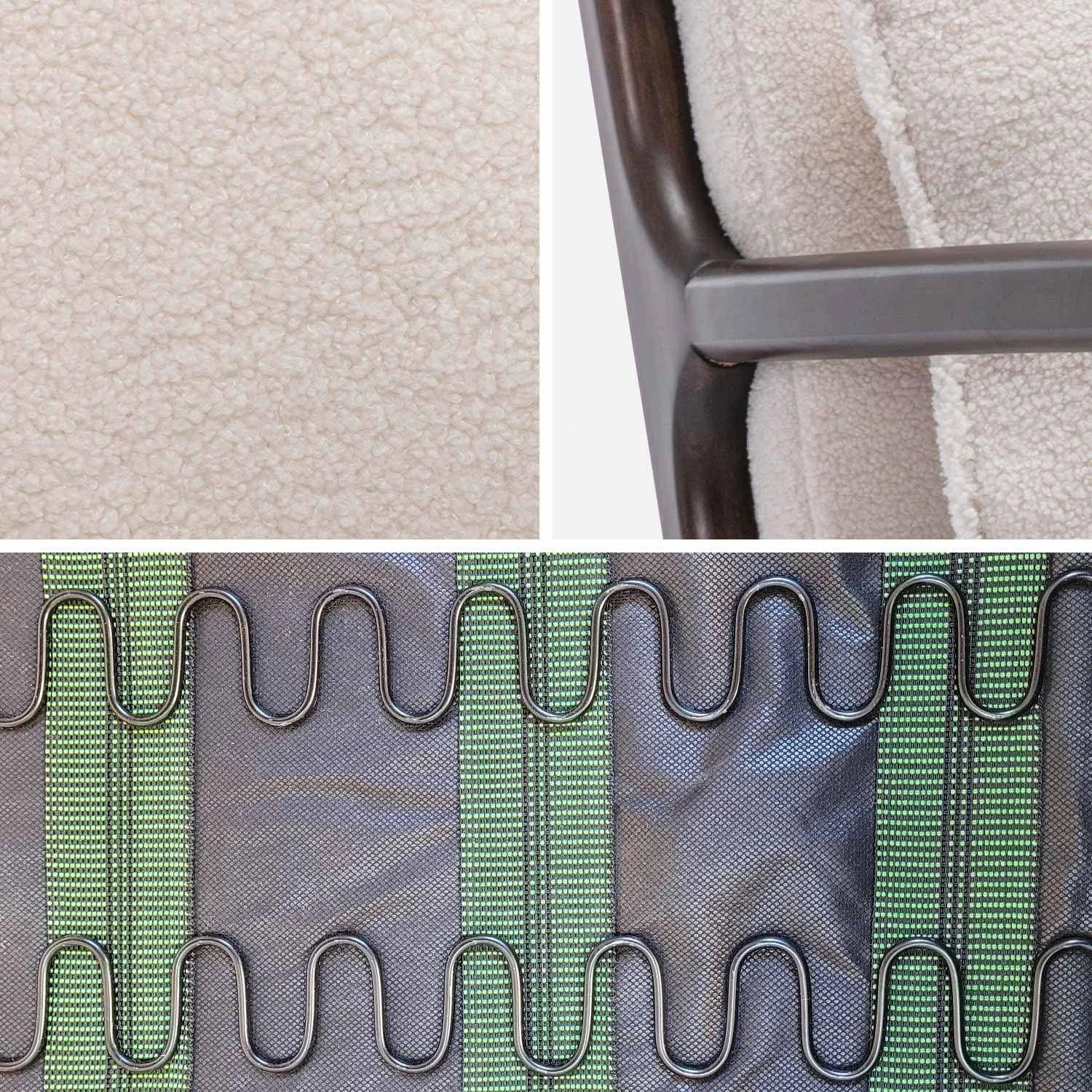 Fauteuil Scandinave Bouclette Et Bois D'hévéa Teinté Wengé 6 Fauteuil Scandinave Bouclette Et Bois D'hévéa Teinté Wengé – Image 6